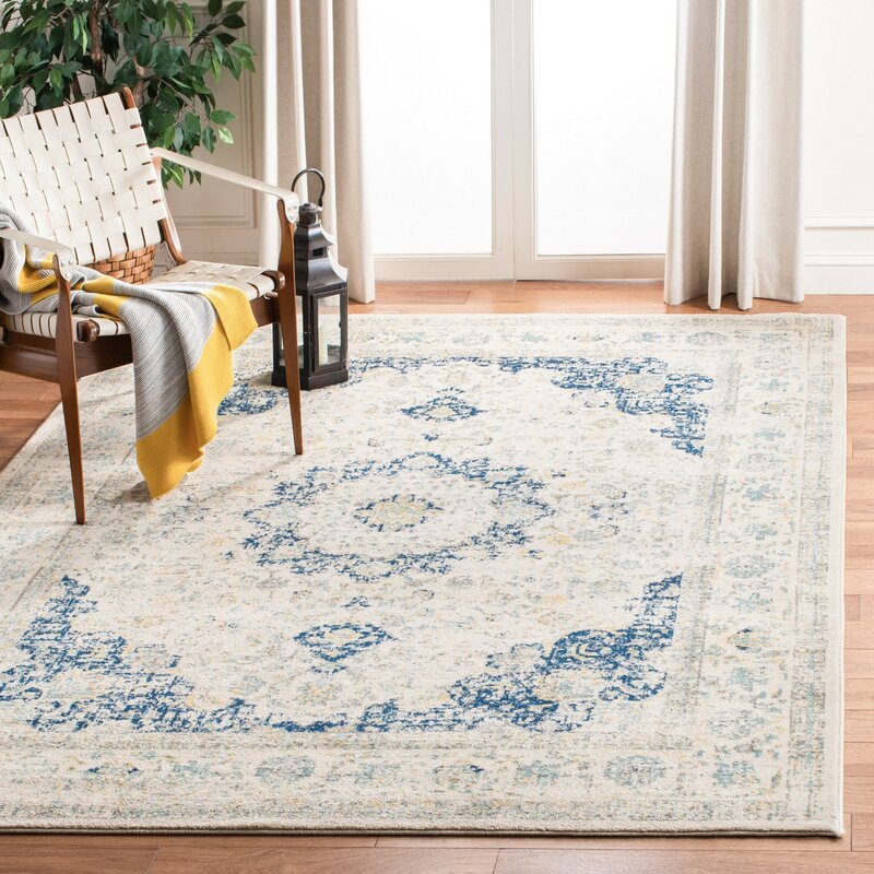 Mistana Elson Oriental Ivory/Blue Area Rug & Reviews | Wayfair.ca